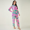 Load image into Gallery viewer, Pink and Green Marine Wave Print Shirt and Pants Set
