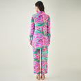 Load image into Gallery viewer, Pink and Green Marine Wave Print Shirt and Pants Set
