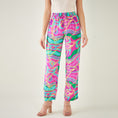 Load image into Gallery viewer, Pink and Green Marine Wave Print Shirt and Pants Set
