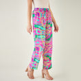 Load image into Gallery viewer, Pink and Green Marine Wave Print Shirt and Pants Set
