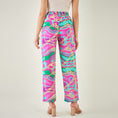 Load image into Gallery viewer, Pink and Green Marine Wave Print Shirt and Pants Set
