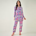 Load image into Gallery viewer, Blue and Pink Marine Wave Print Shirt and Pants Set
