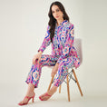 Load image into Gallery viewer, Blue and Pink Marine Wave Print Shirt and Pants Set
