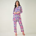 Load image into Gallery viewer, Blue and Pink Marine Wave Print Shirt and Pants Set
