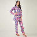 Load image into Gallery viewer, Blue and Pink Marine Wave Print Shirt and Pants Set
