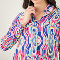 Load image into Gallery viewer, Blue and Pink Marine Wave Print Shirt and Pants Set
