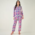 Load image into Gallery viewer, Blue and Pink Marine Wave Print Shirt and Pants Set
