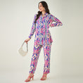 Load image into Gallery viewer, Blue and Pink Marine Wave Print Shirt and Pants Set
