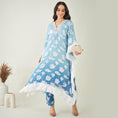 Load image into Gallery viewer, Blue Ombre Lurex Mid Length Kaftan with Fringe Detail and Pants Set
