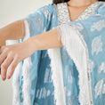 Load image into Gallery viewer, Blue Ombre Lurex Mid Length Kaftan with Fringe Detail and Pants Set
