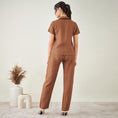 Load image into Gallery viewer, Brown Linen Shirt with Lace Detail and Pants Set
