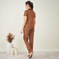 Load image into Gallery viewer, Brown Linen Shirt with Lace Detail and Pants Set
