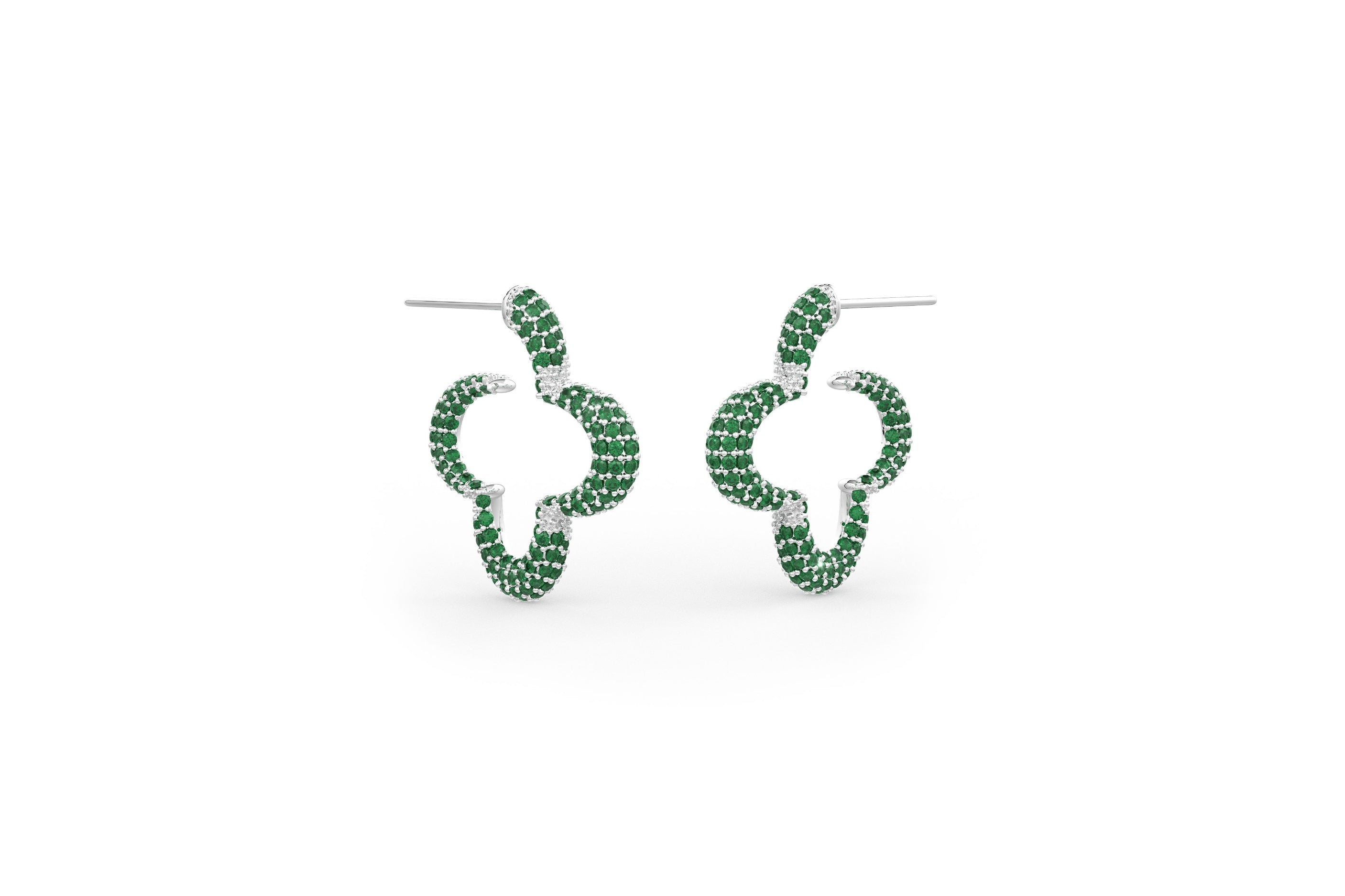 Mini Bella hoop earrings in emerald green.