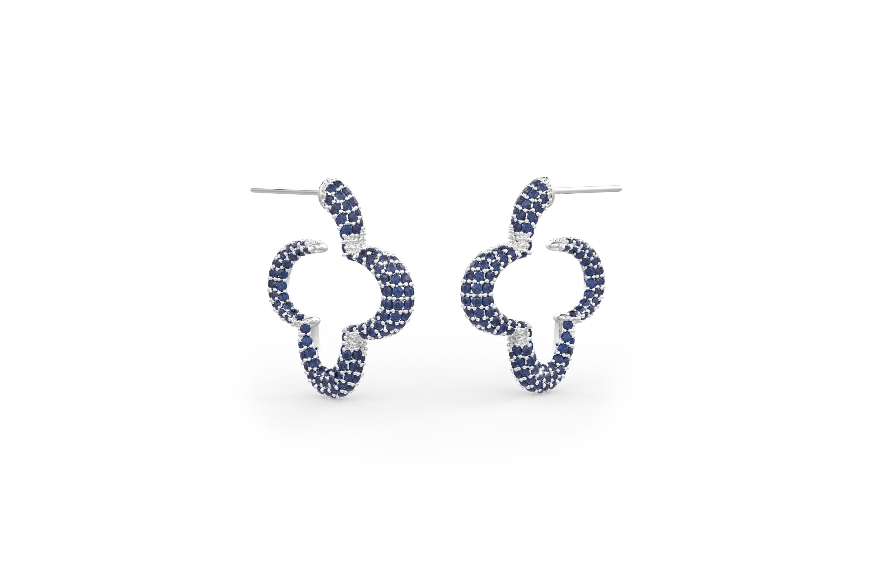 Mini Bella hoop earrings in sapphire blue.