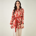 Load image into Gallery viewer, Red Baroque Print Shirt with Belt
