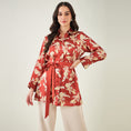 Load image into Gallery viewer, Red Baroque Print Shirt with Belt
