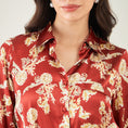 Load image into Gallery viewer, Red Baroque Print Shirt with Belt
