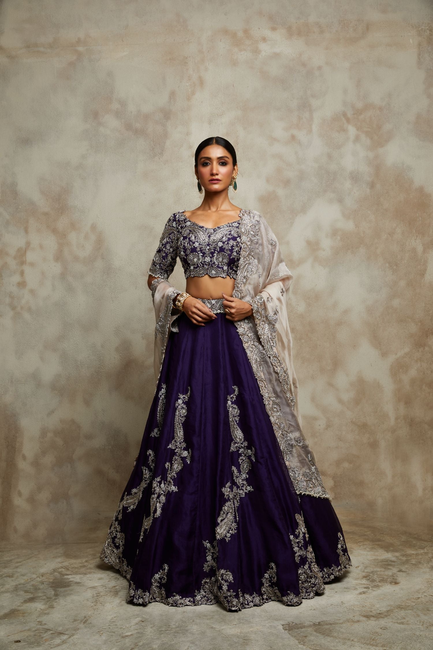 Silk Blouse With Organza Lehenga And Dupatta