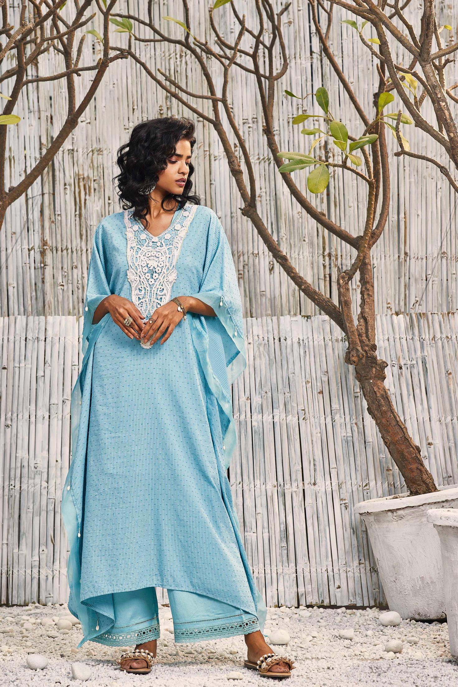 Breezy Cotton Kaftan with Palazzo - Set of 2