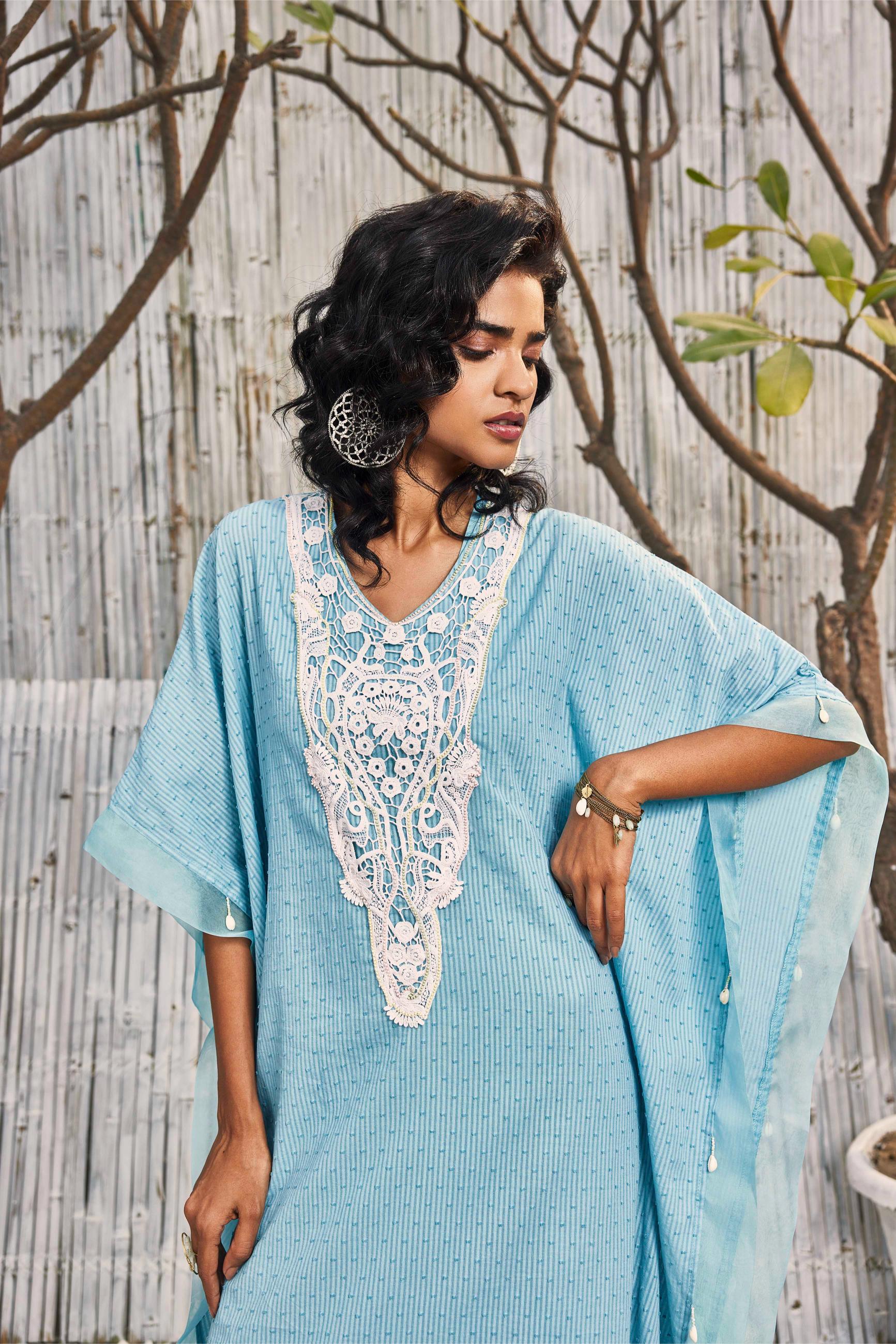 Breezy Cotton Kaftan with Palazzo - Set of 2