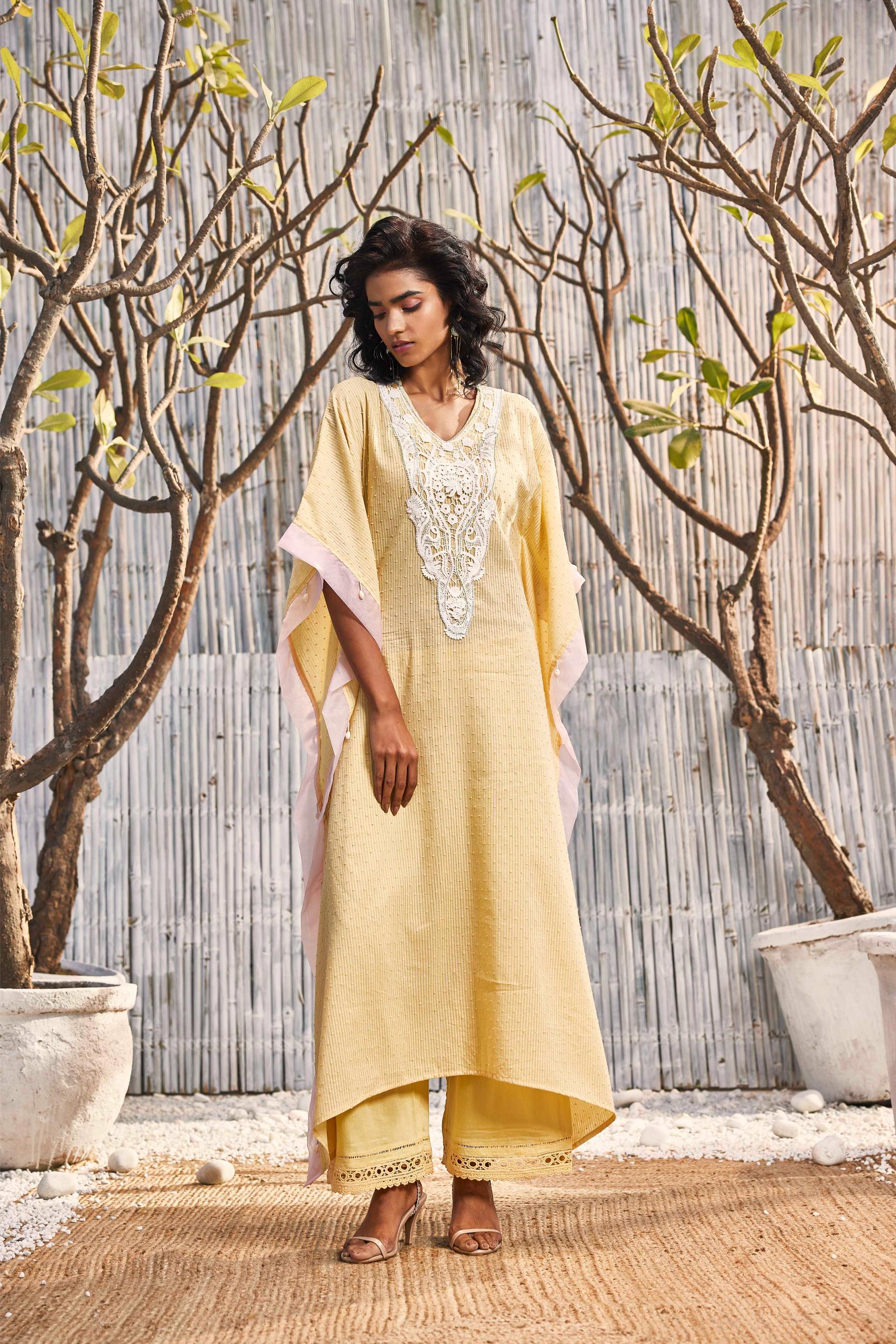 Breezy Cotton Kaftan with Palazzo - Set of 2