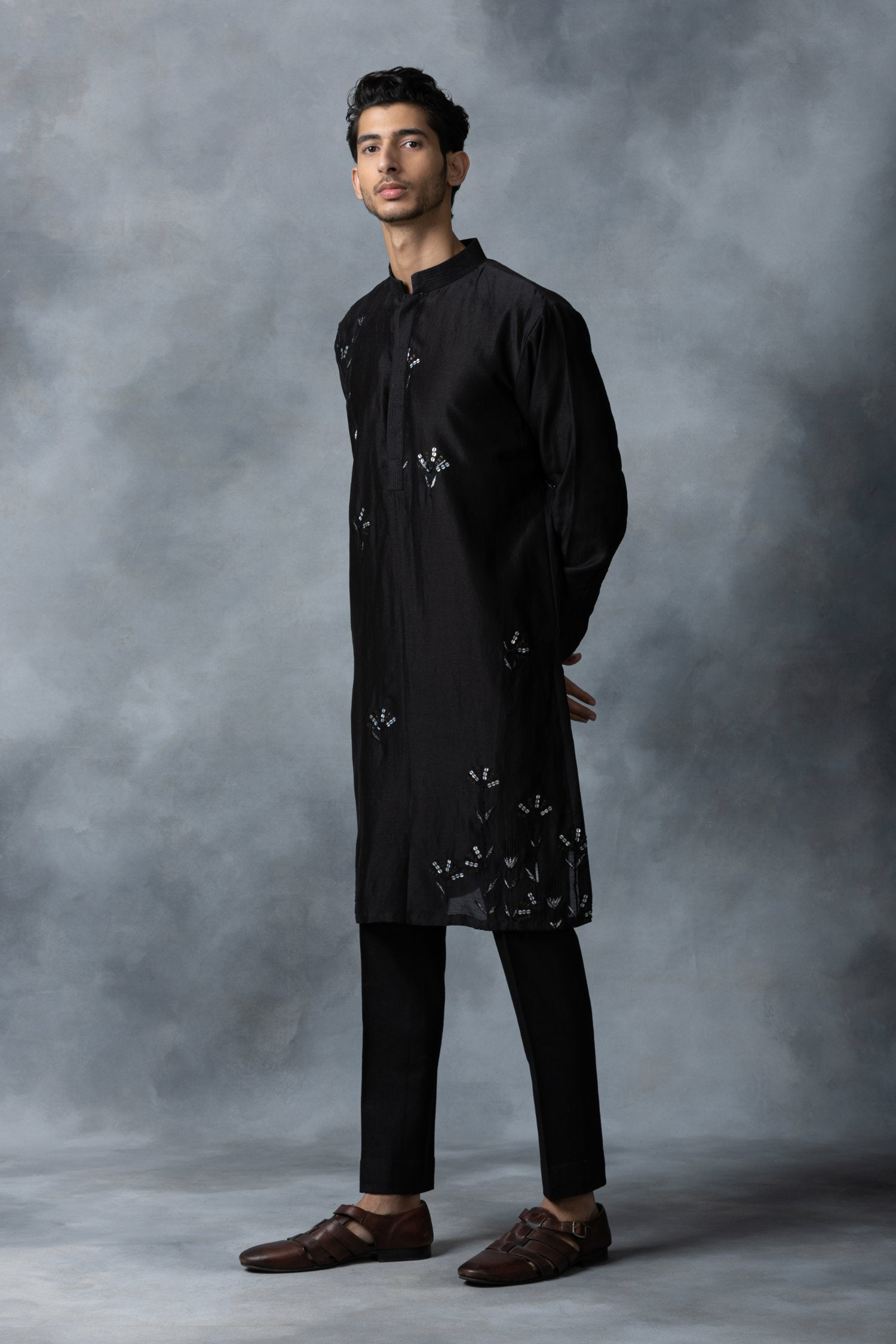 Black Sequin Kurta Set