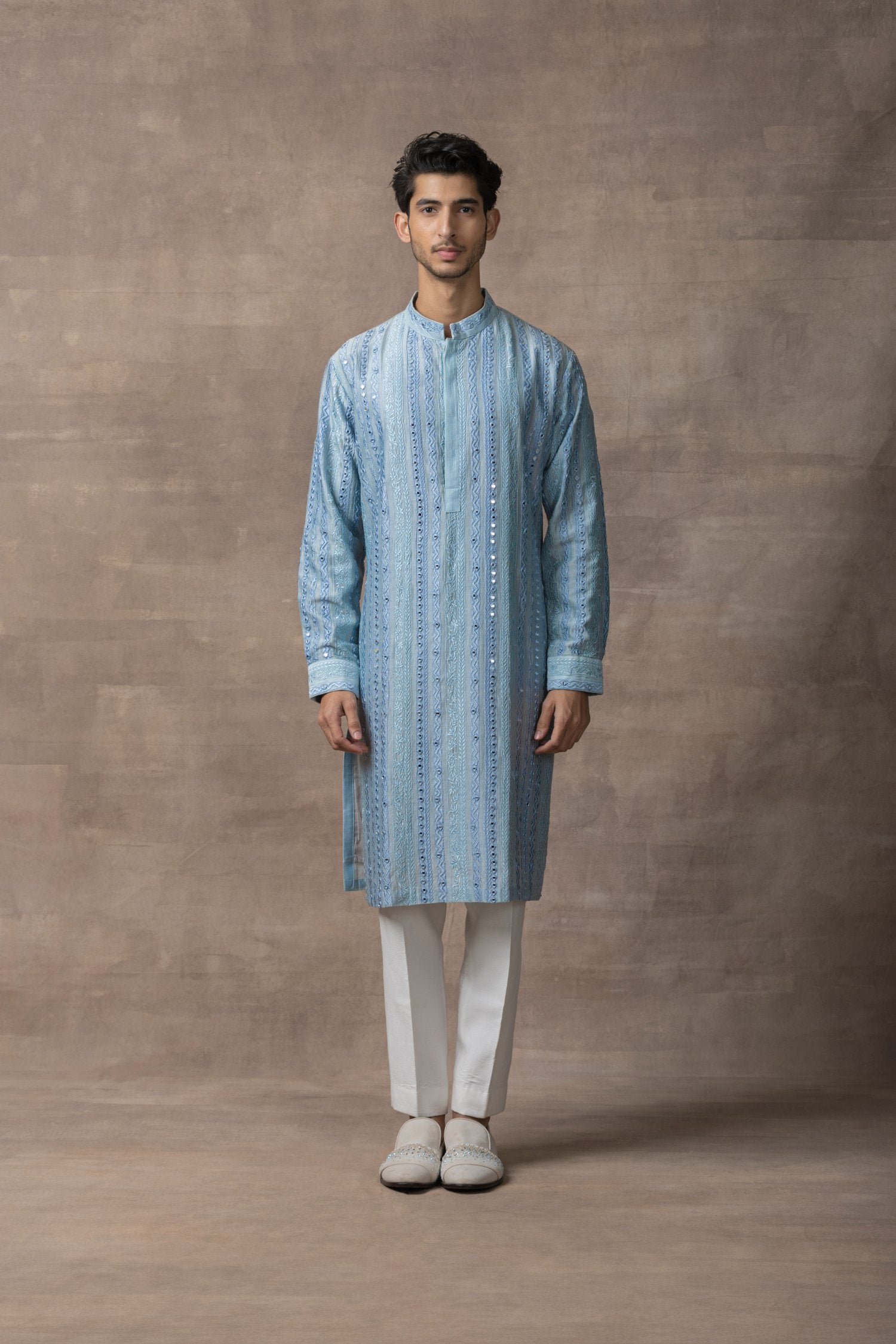 Blue Mirror Work Kurta Set