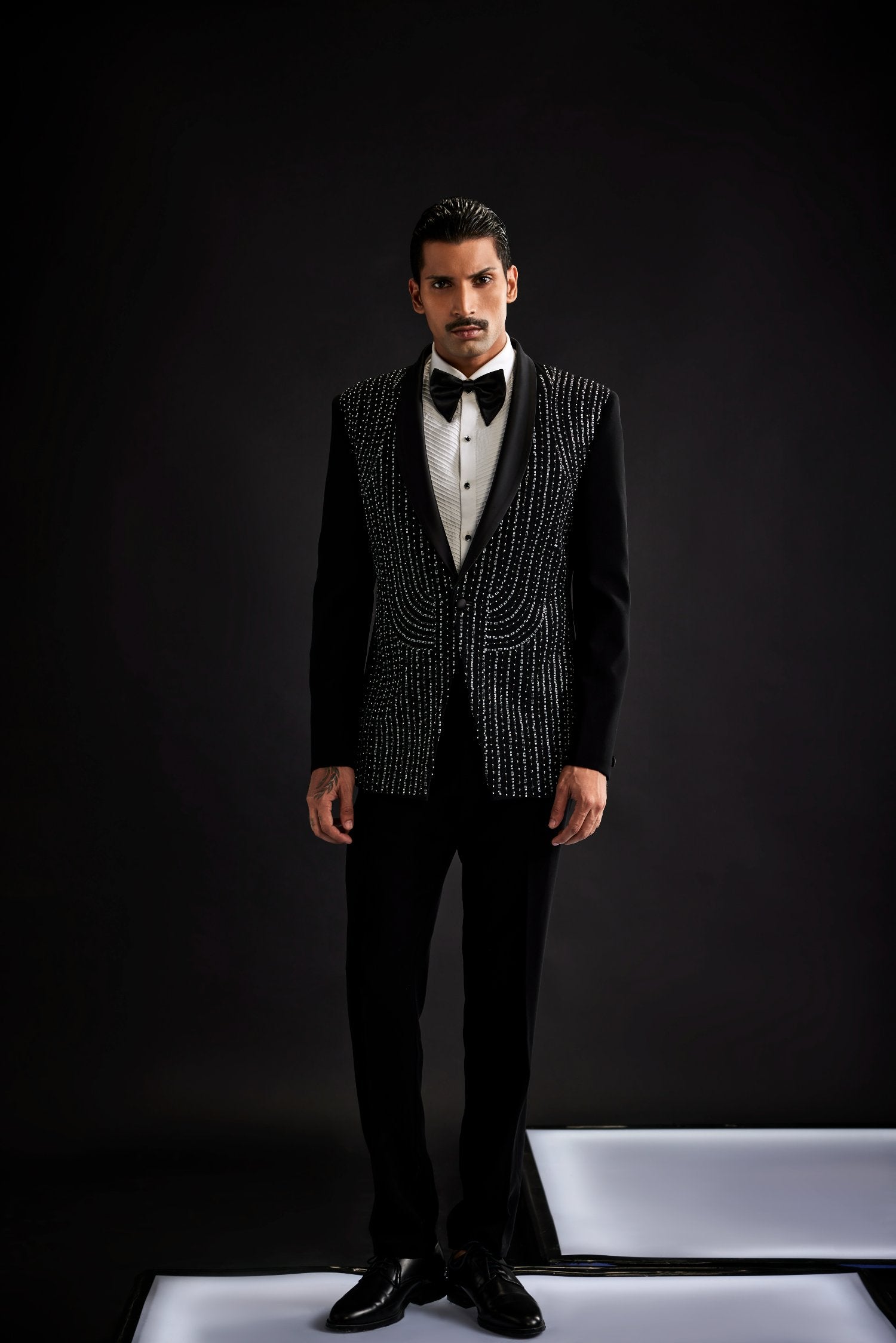 Black Sequin Work Tuxedo