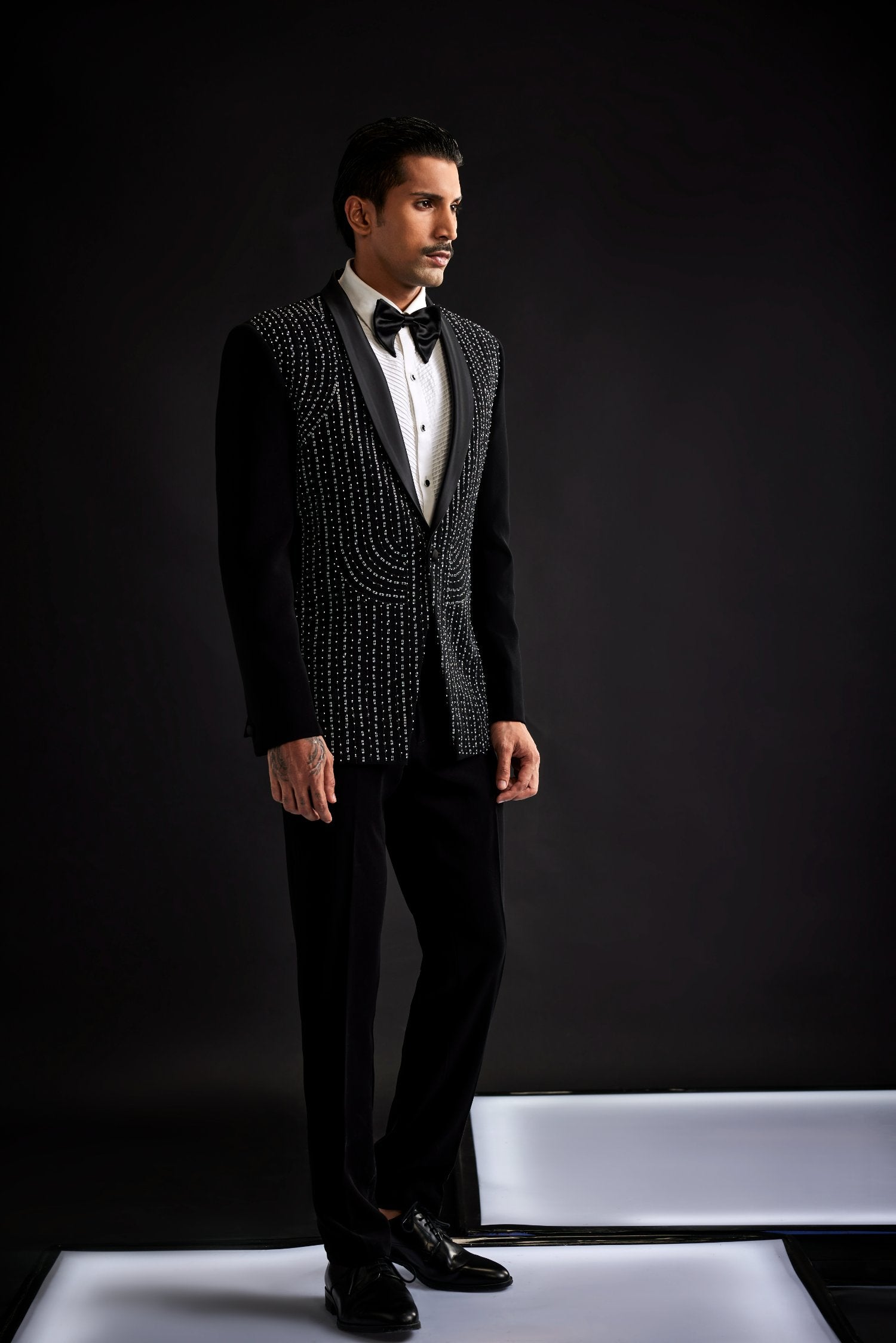 Black Sequin Work Tuxedo