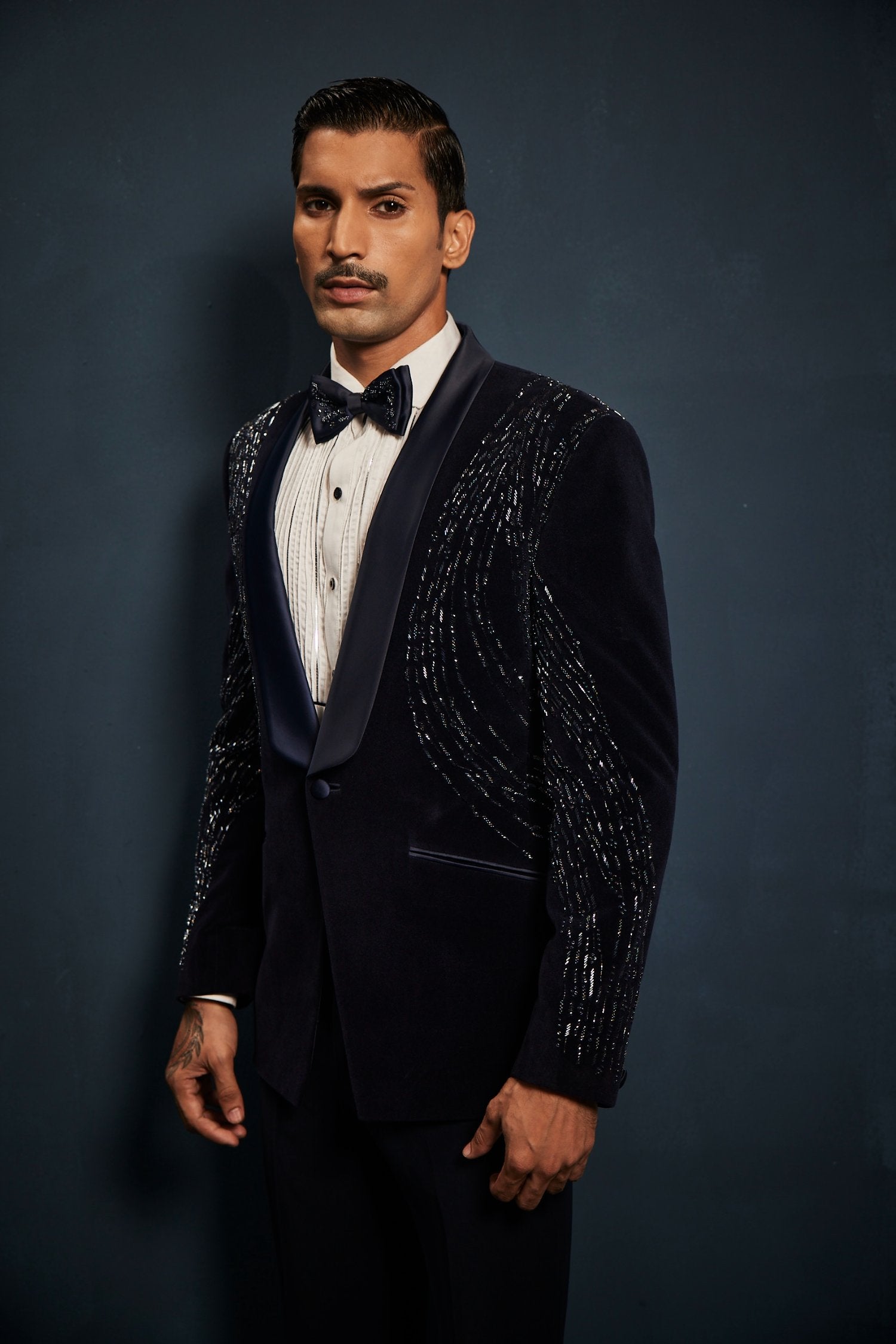 Navy Velvet Wave Tuxedo