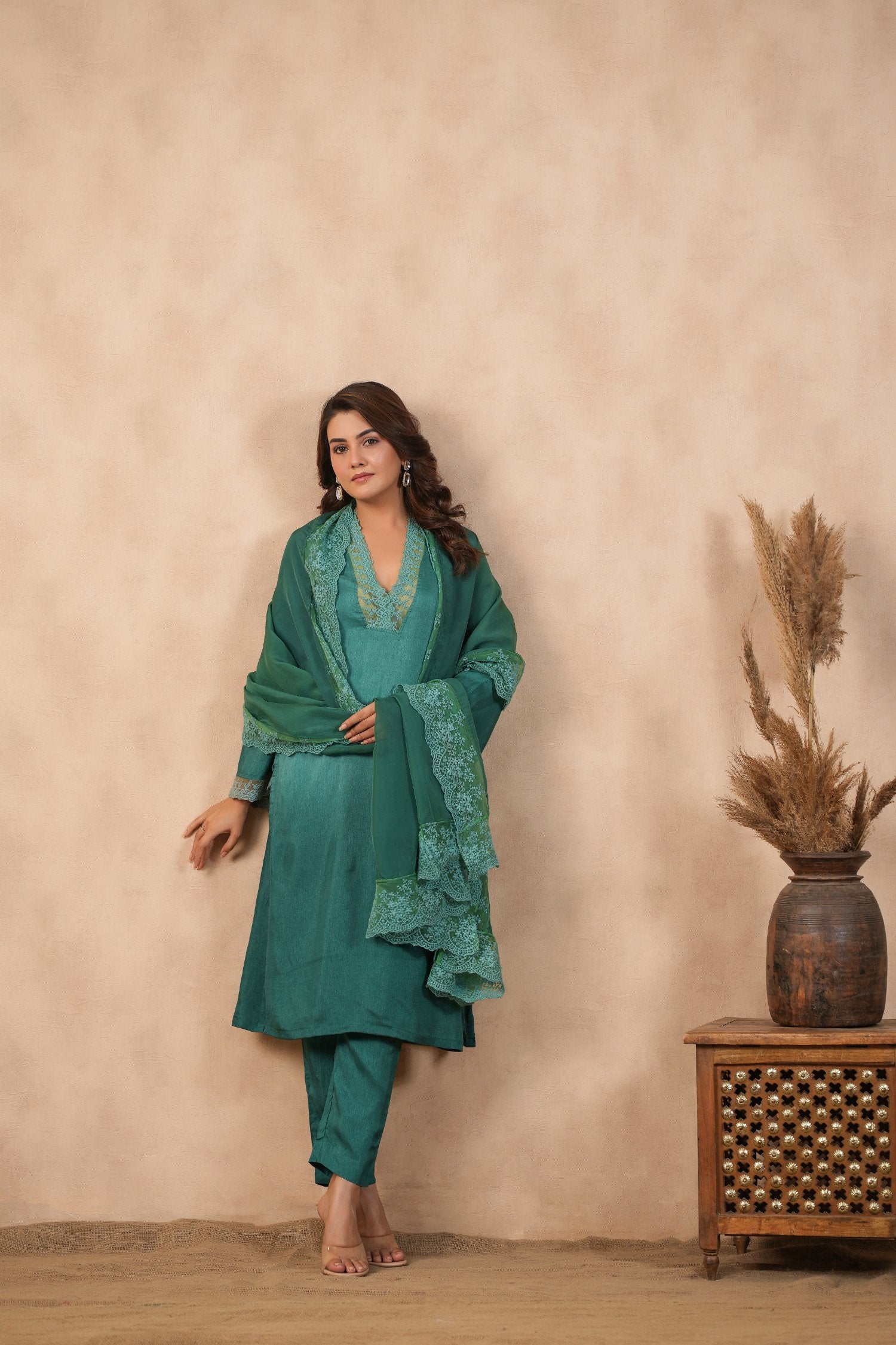 Green Ombre Suit Set ( Set Of 3 )