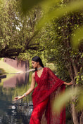 Load image into Gallery viewer, Red Embroidered Net Saree
