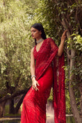 Load image into Gallery viewer, Red Embroidered Net Saree
