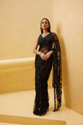 Load image into Gallery viewer, Black Embroidered Net Saree
