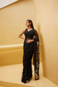 Load image into Gallery viewer, Black Embroidered Net Saree
