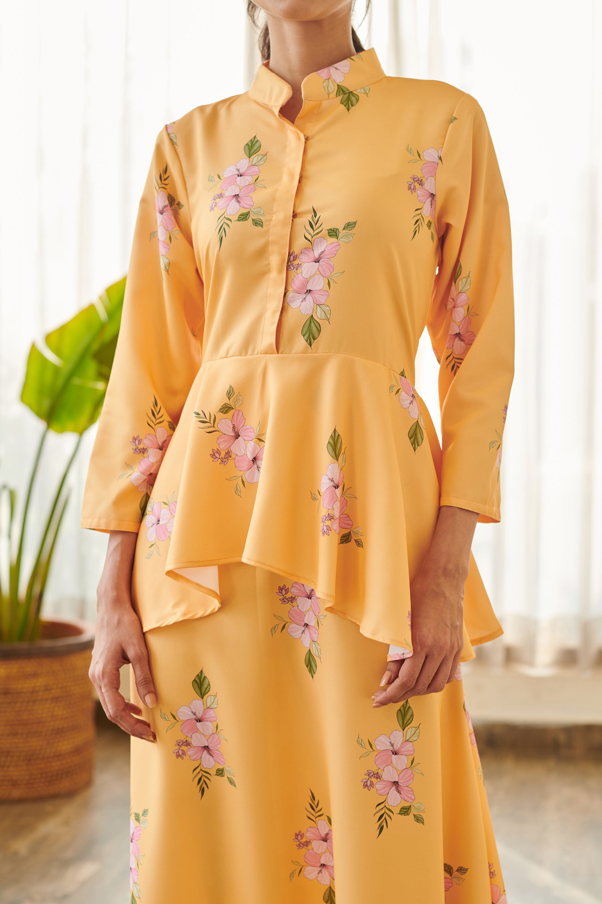 Jasmine Yellow Peplum Dhoti Jumpsuit