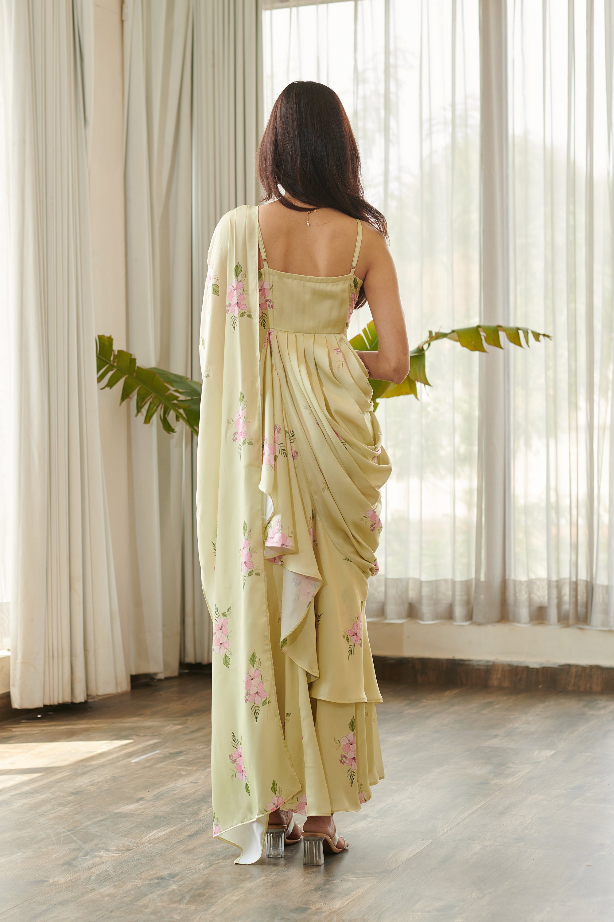 Summer Green Ruffle Saree Dress