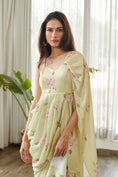 Load image into Gallery viewer, Summer Green Ruffle Saree Dress
