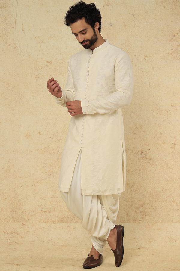 Off-White Silk Chanderi Kurta Set