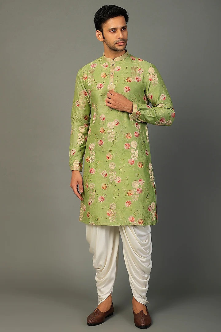 Green Floral Printed Kurta Set