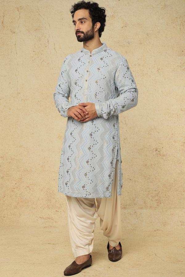 Ice Blue Embellished Kurta Set