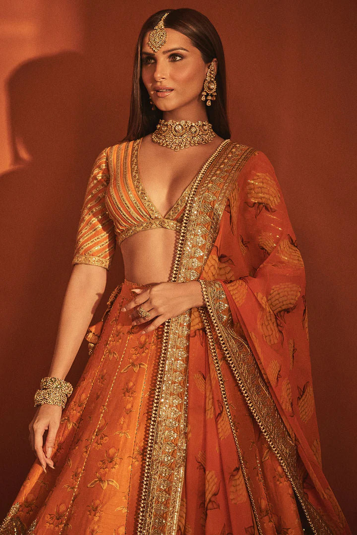 Rust Narangi-Bagh Lehenga