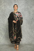 Load image into Gallery viewer, Black Printed Kurta With Pants And Dupatta
