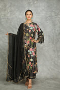 Load image into Gallery viewer, Black Printed Kurta With Pants And Dupatta
