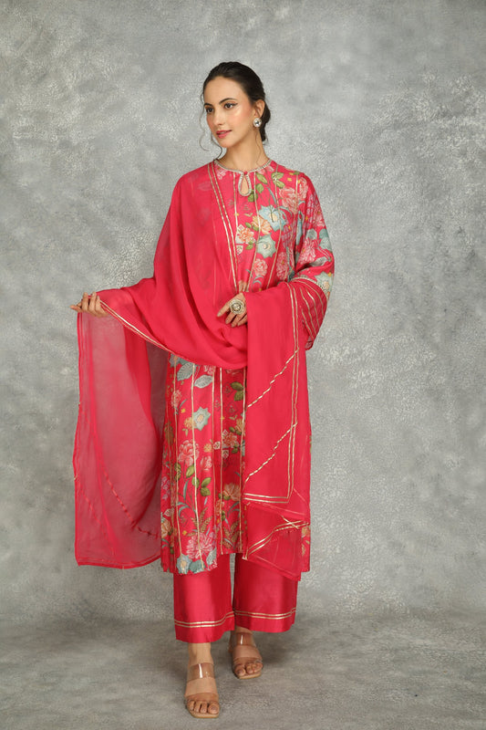 Printed Kurta With Pants And Dupatta