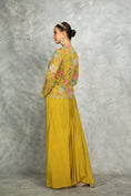 Load image into Gallery viewer, Embroidered Printed Jacket With Drape Skirt
