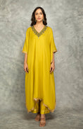 Load image into Gallery viewer, Mustard Green Embroidered Kaftaan
