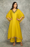 Load image into Gallery viewer, Mustard Green Embroidered Kaftaan
