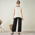 Load image into Gallery viewer, Off White Linen Top with Bead Lace
