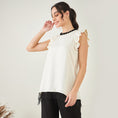 Load image into Gallery viewer, Off White Linen Top with Bead Lace
